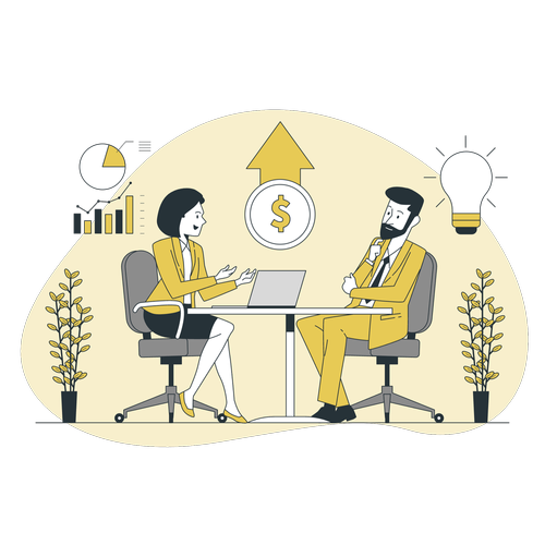 オフィスで語らう男女