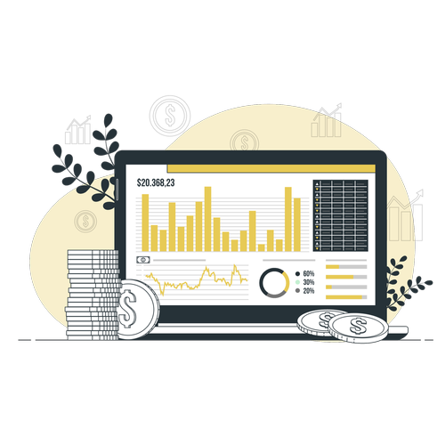 グラフとお金の画像